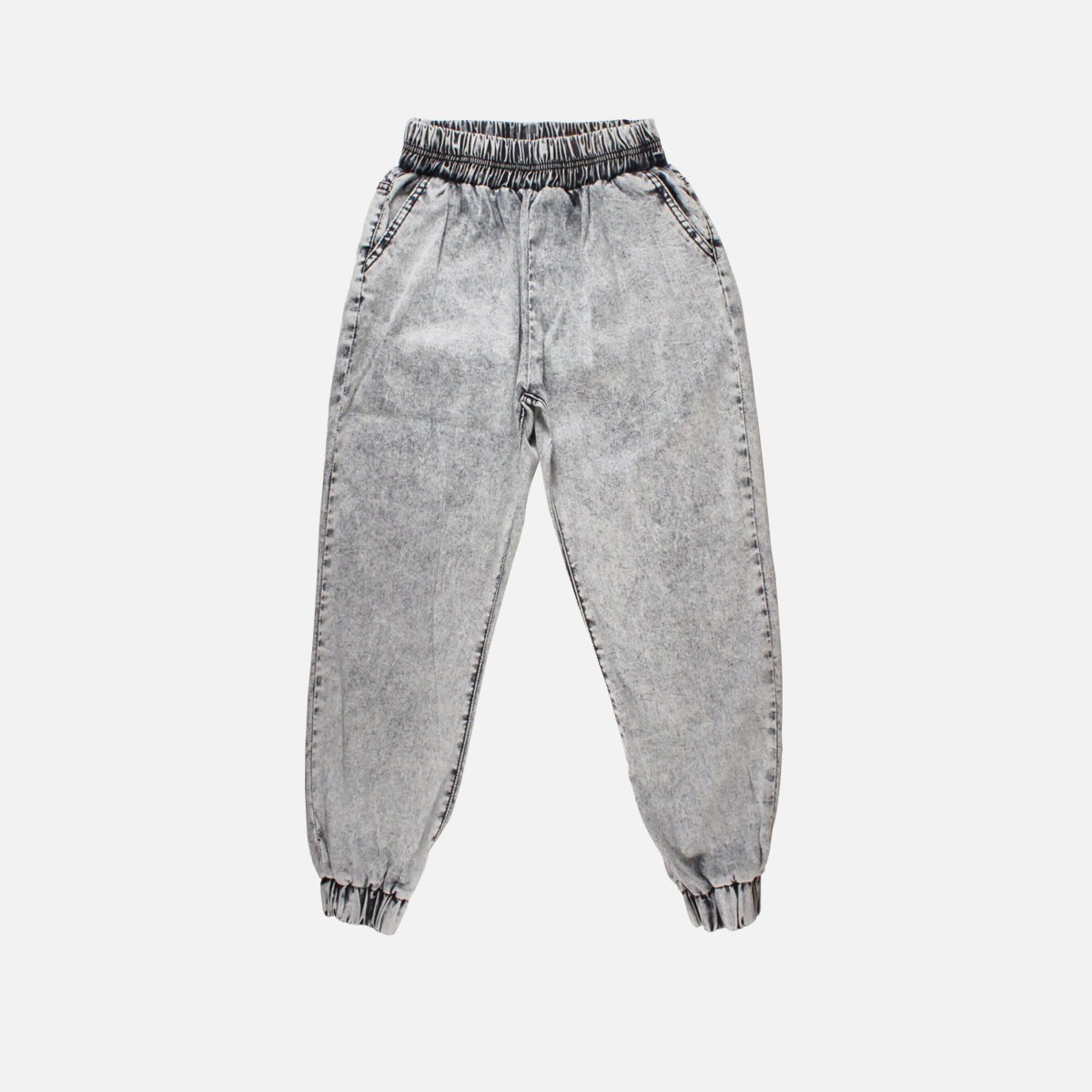 No Boys Allowed Acid Wash Denim Jogger Pant (Black)
