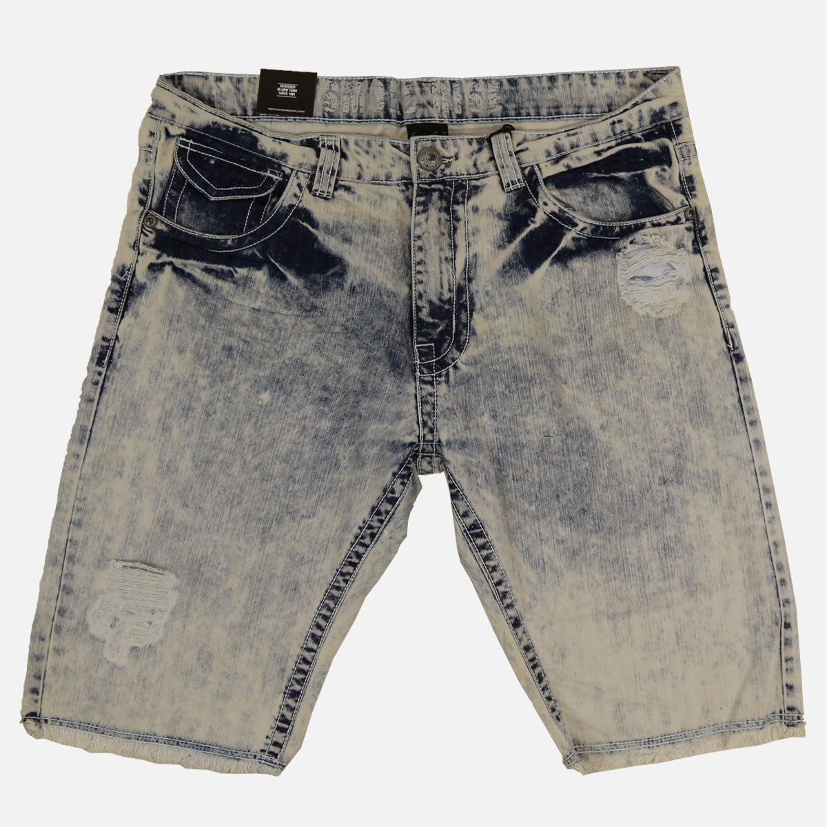 Smoke Rise Acid Wash Denim Short (Blue)