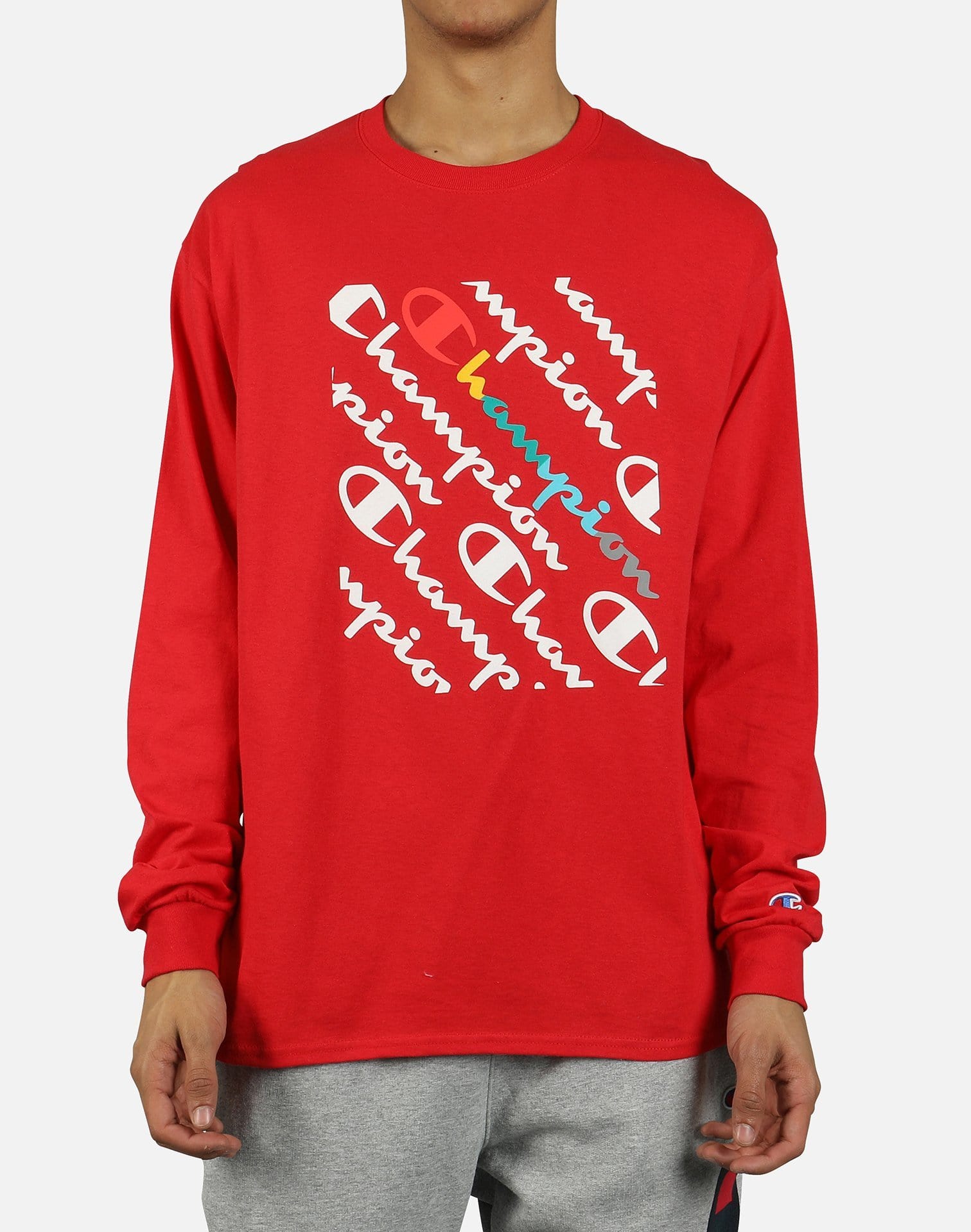 Champion Men's Slanted Logo Long-Sleeve Shirt