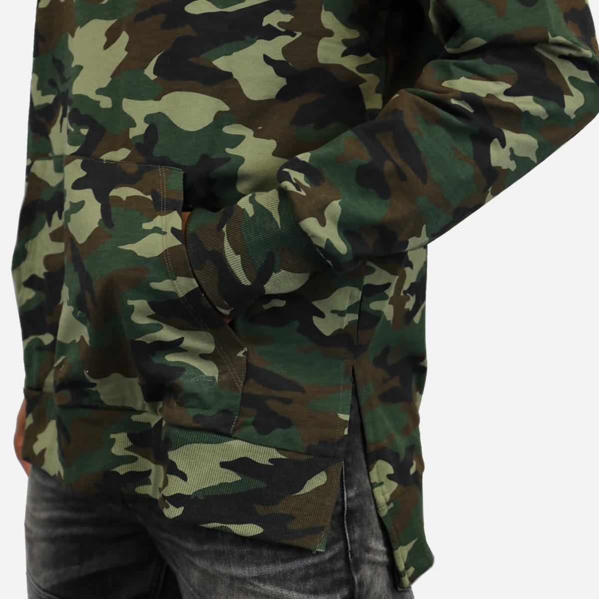 Denim House French Terry Hi-Lo Hoodie (Camo)