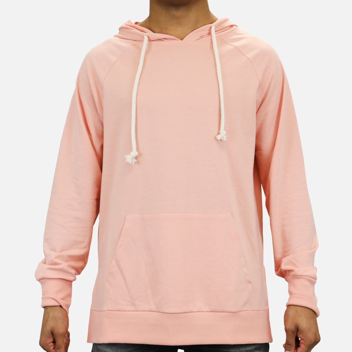 Denim House French Terry Hi-Lo Hoodie (Salmon)