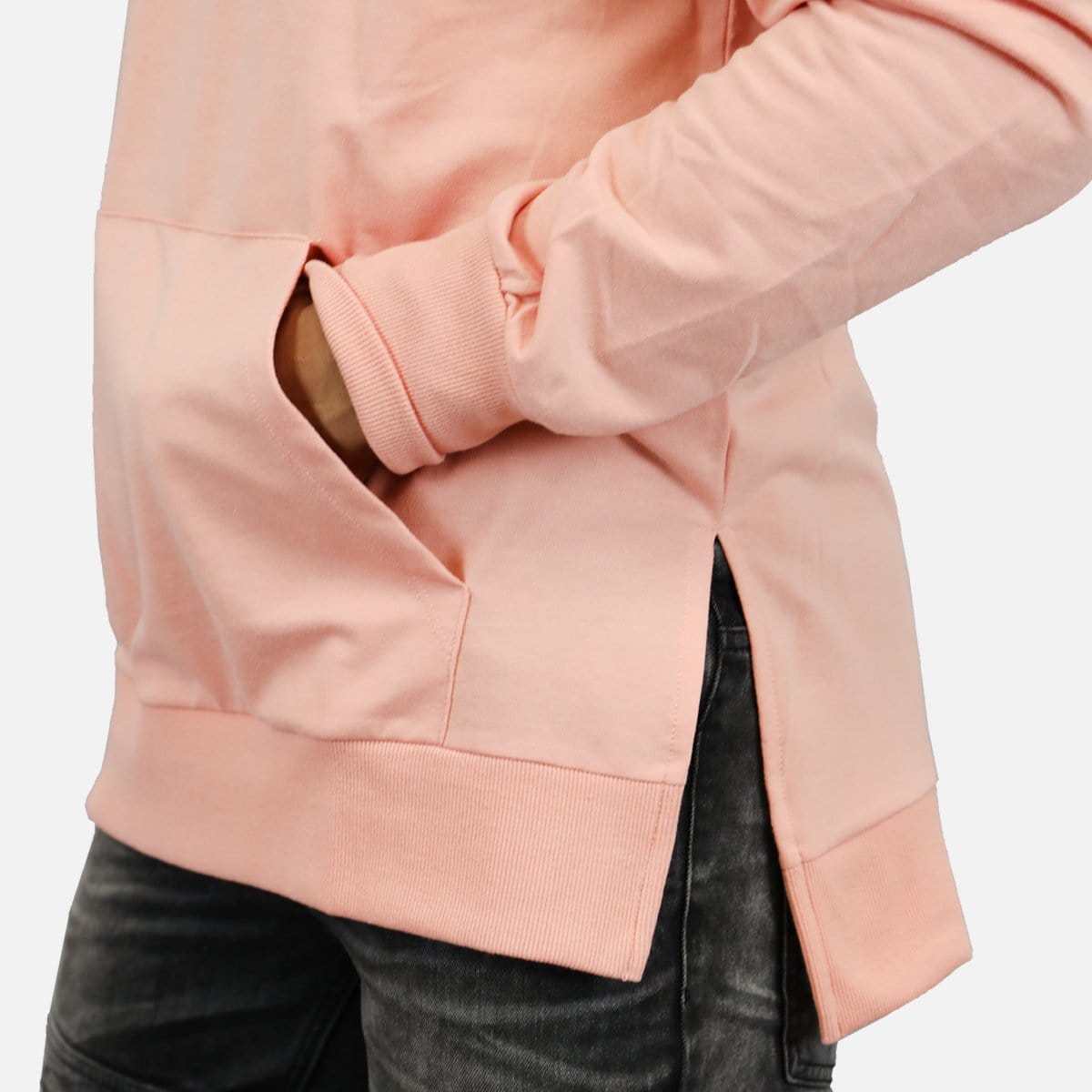 Denim House French Terry Hi-Lo Hoodie (Salmon)