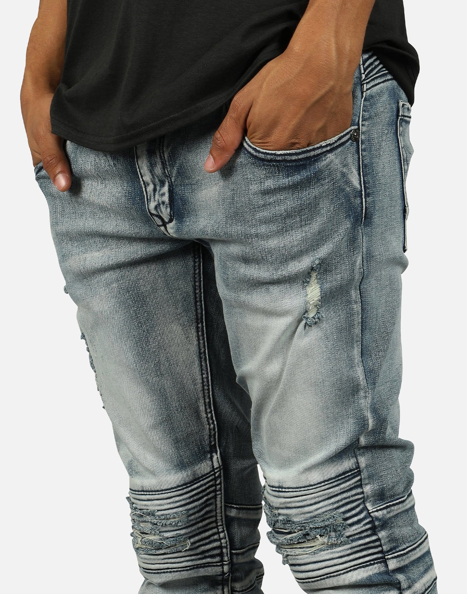 Kilogram Men's Distressed Moto Jeans
