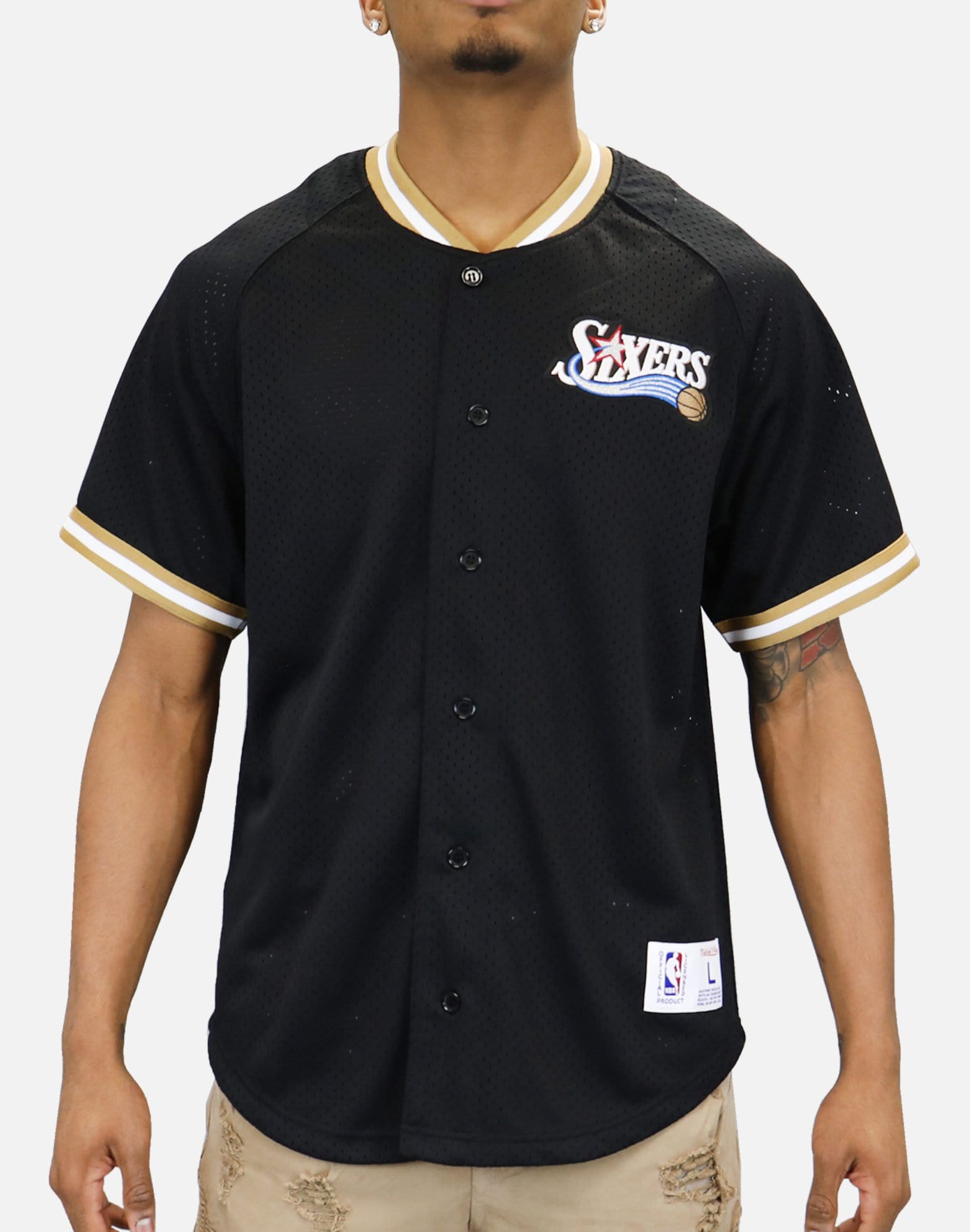 Mitchell & Ness PHILADELPHIA 76ERS PRO MESH BUTTON FRONT JERSEY