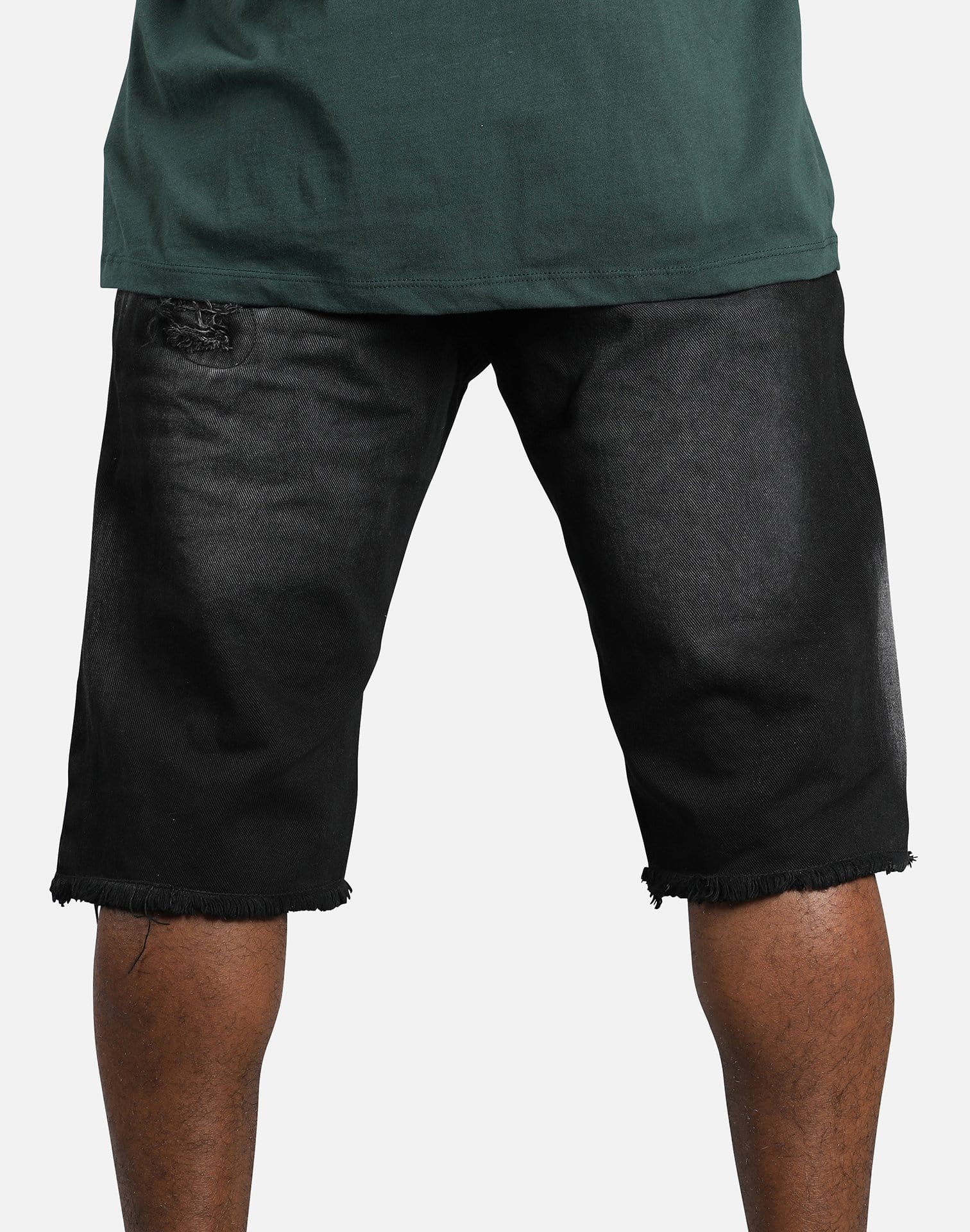 Smoke Rise Black Torn Denim Shorts