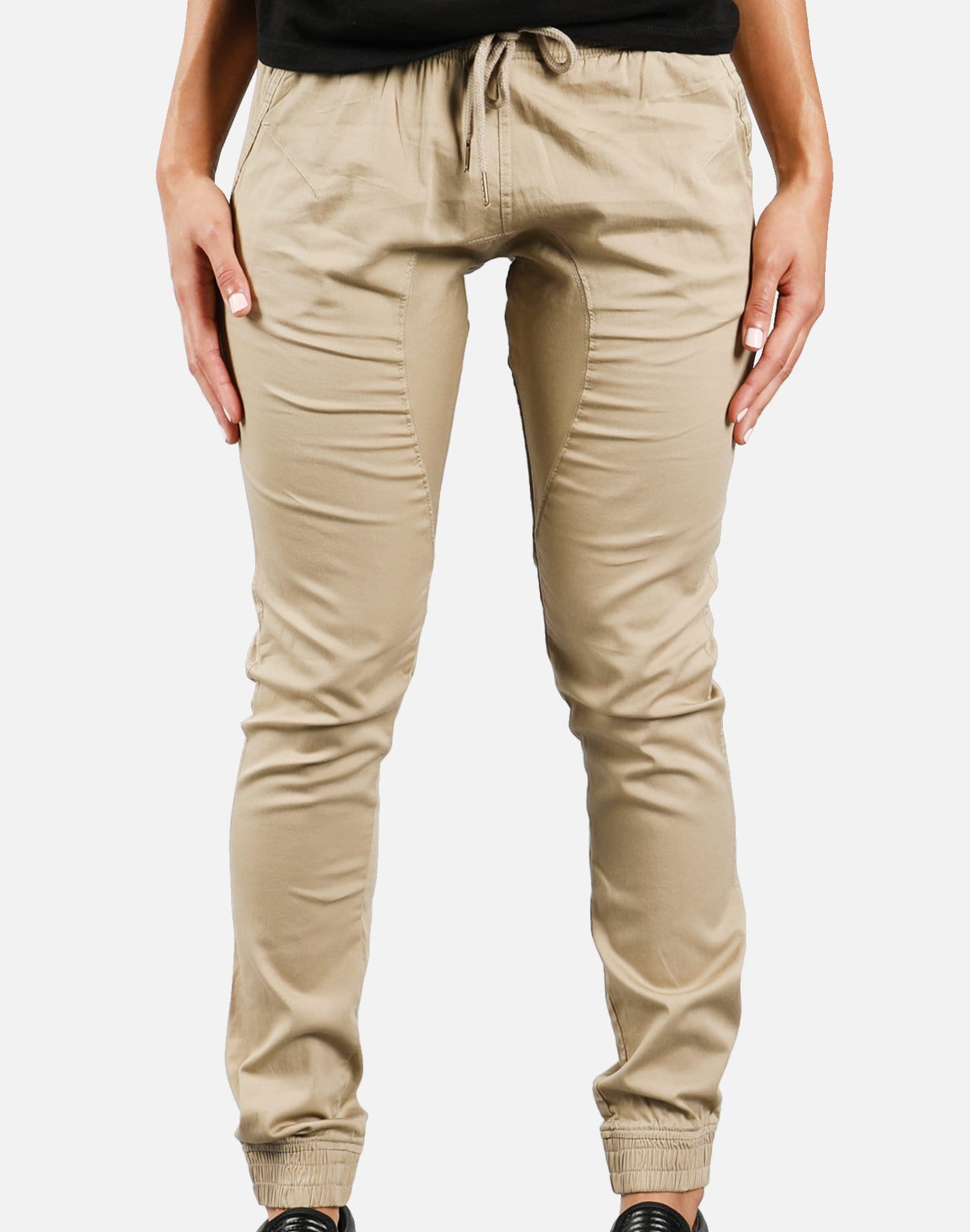 Soho Babe Basic Twill Jogger Pants (Khaki)