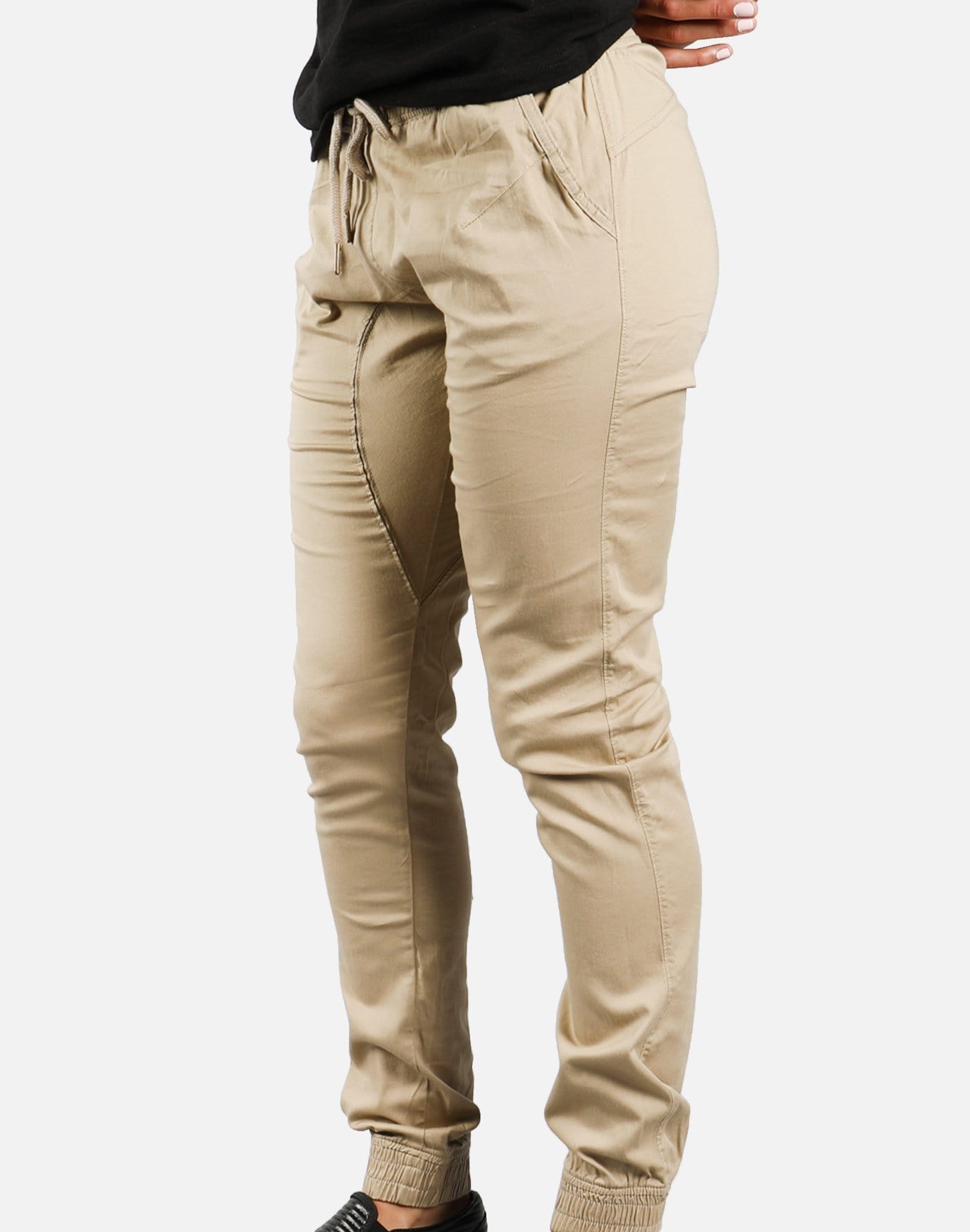 Soho Babe Basic Twill Jogger Pants (Khaki)