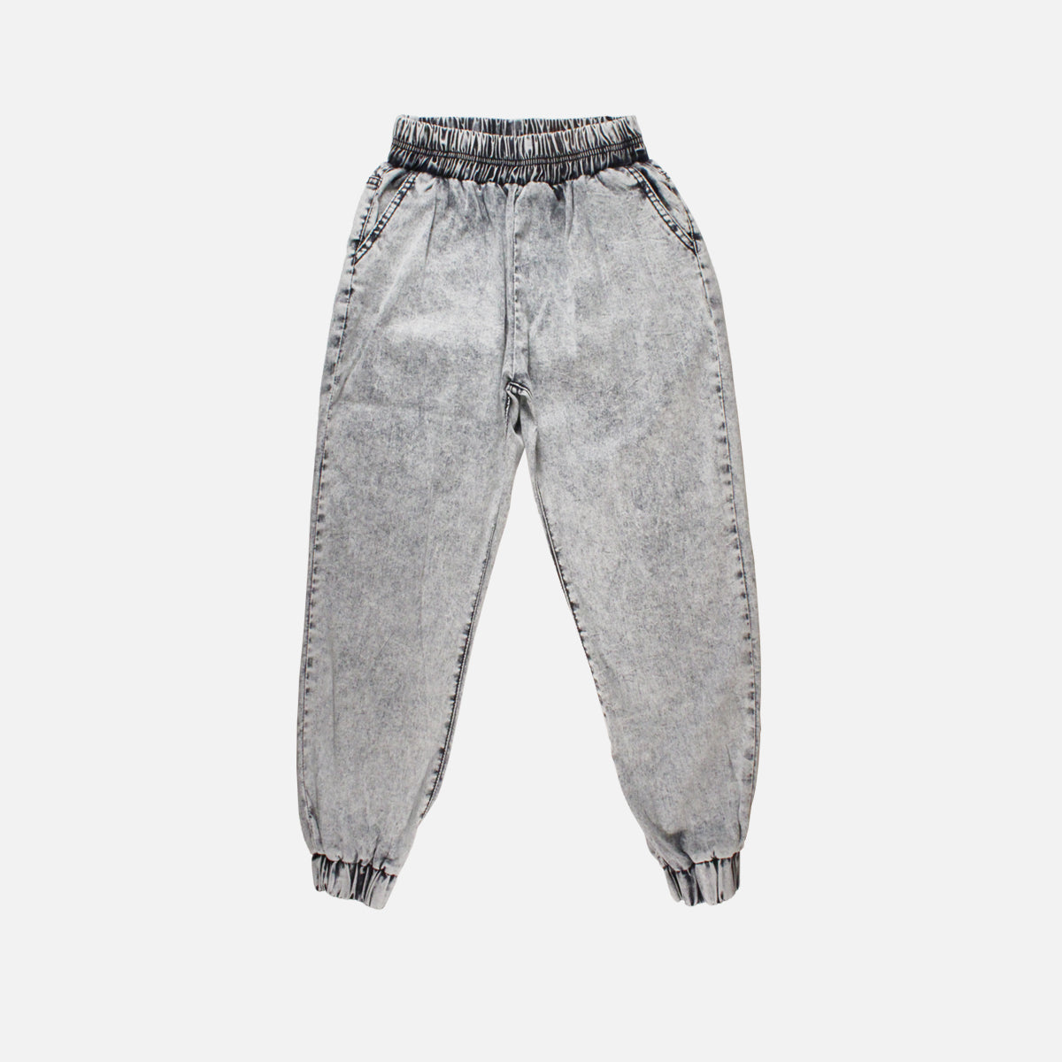 No Boys Allowed Acid Wash Denim Jogger Pant (Black)