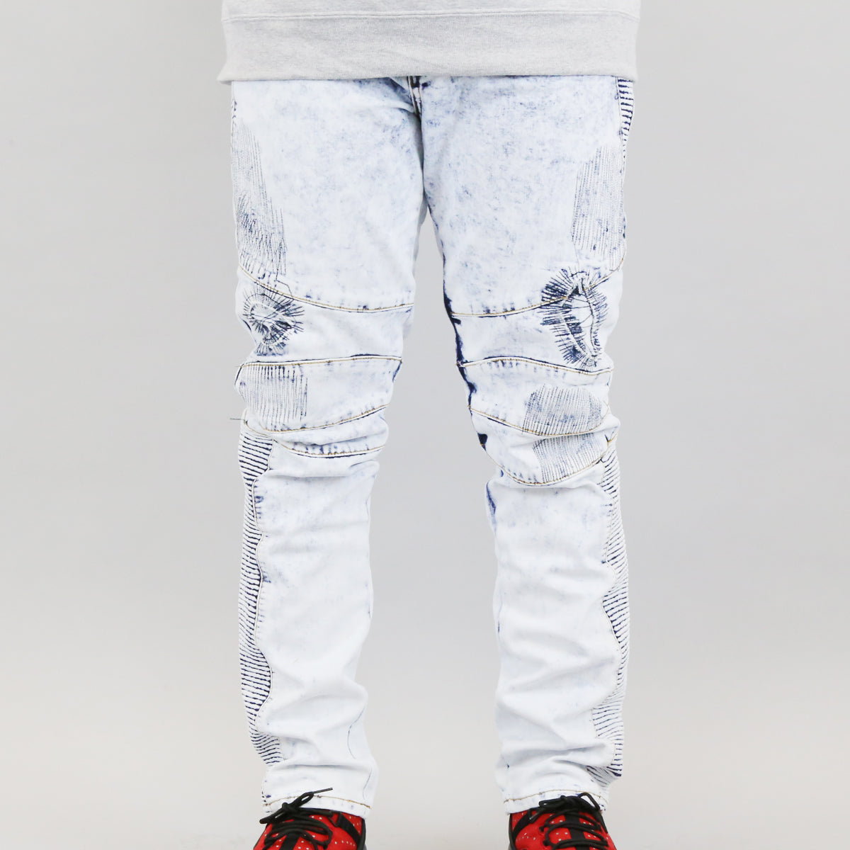 Denim House Moto Biker Denim Jean (Ice Blue)