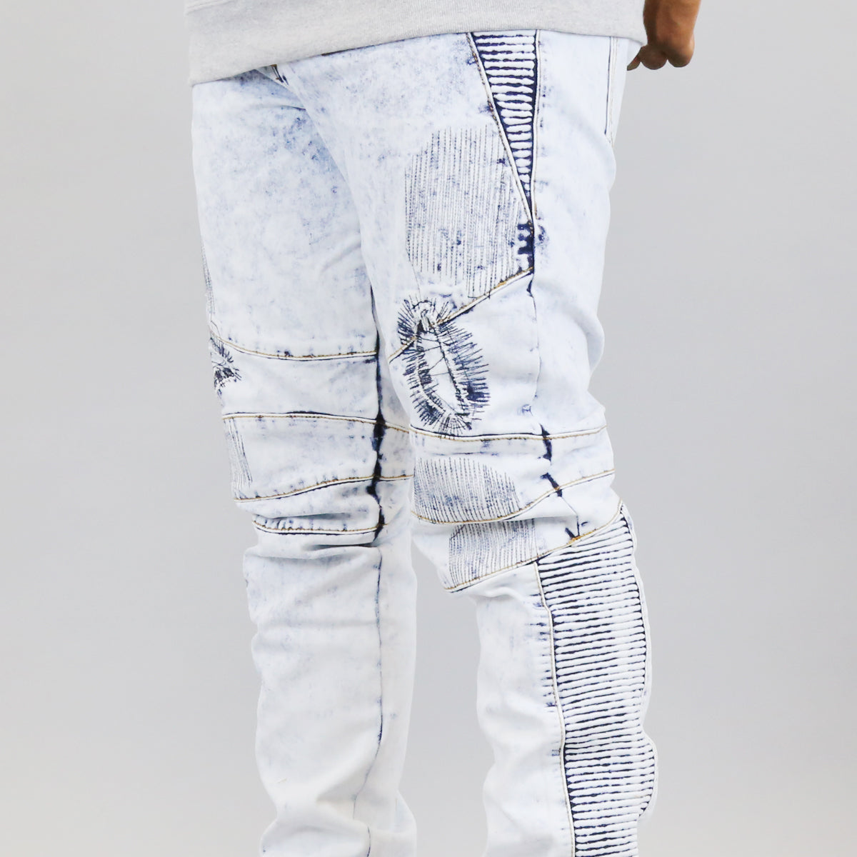 Denim House Moto Biker Denim Jean (Ice Blue)