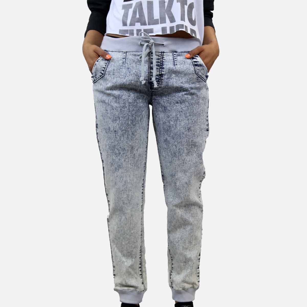 Elite Acid Wash Denim Jogger (Blue)