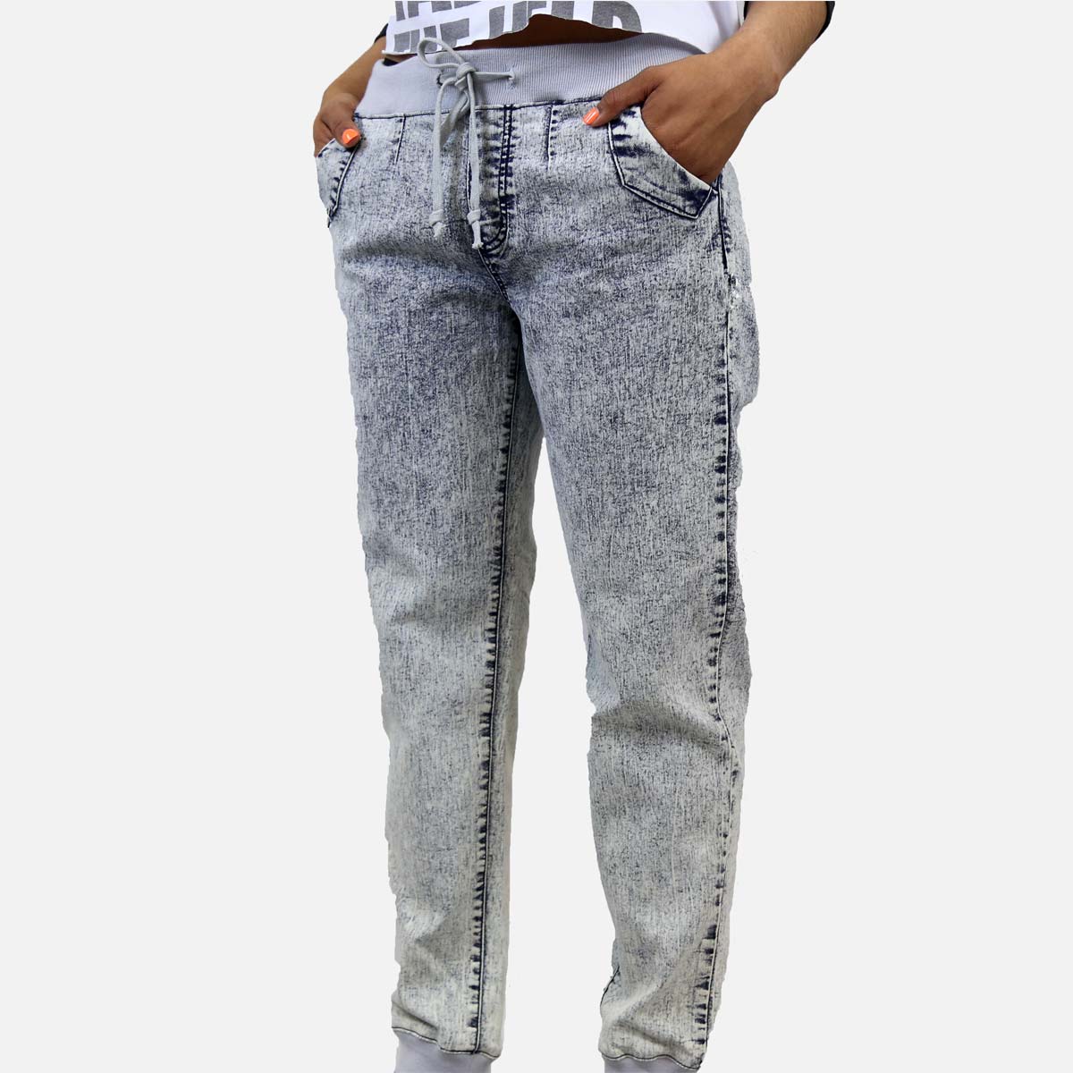 Elite Acid Wash Denim Jogger (Blue)