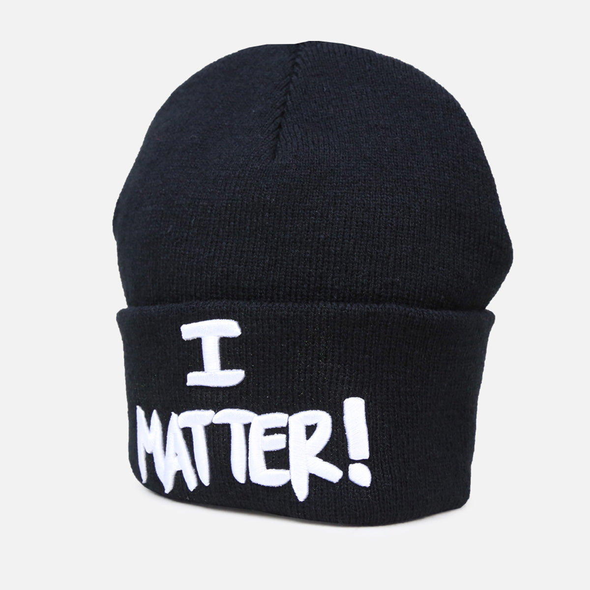Get Fame I Matter Knit Beanie (Black/White)