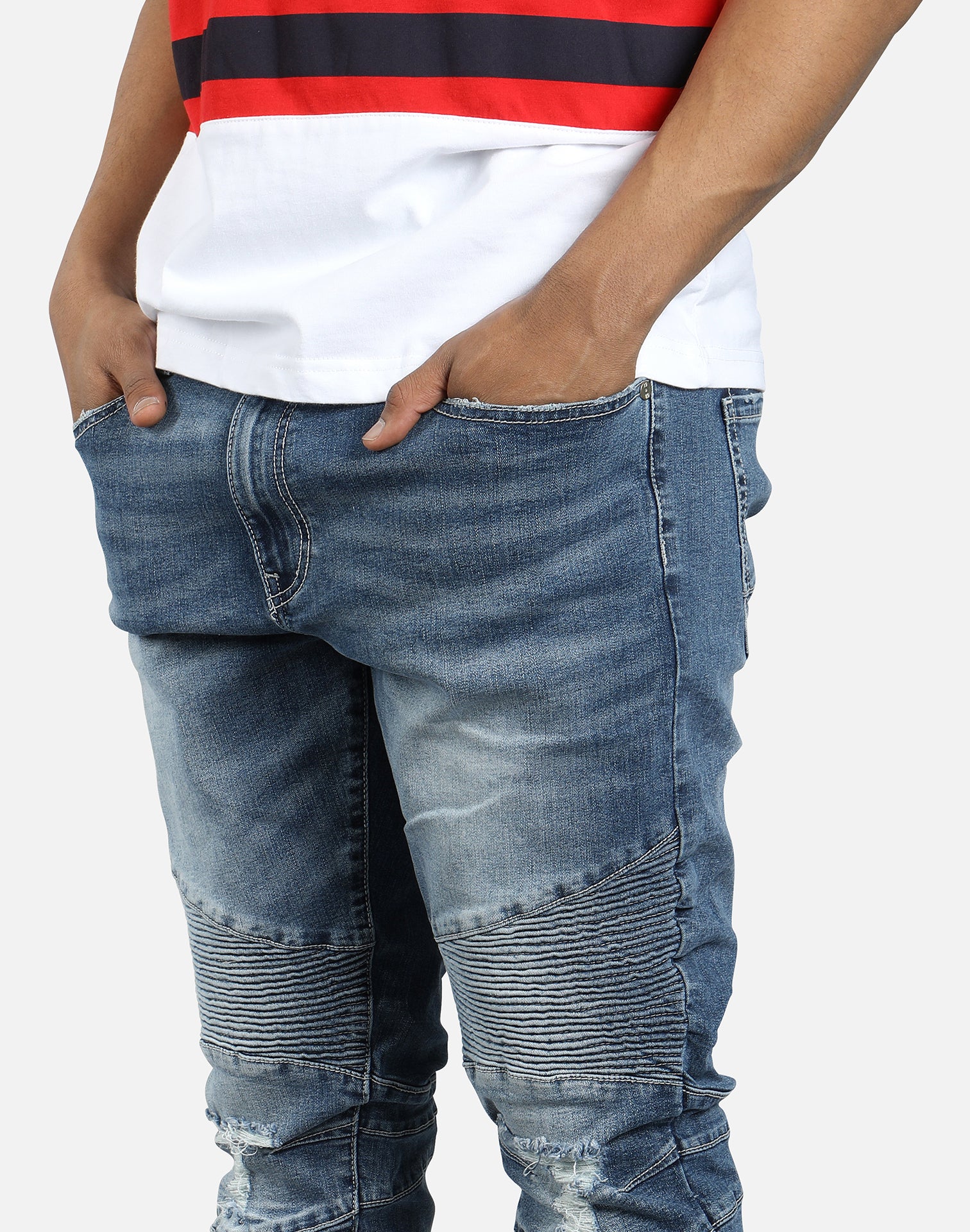 Jordan Craig Blow Out Knee Biker Jeans